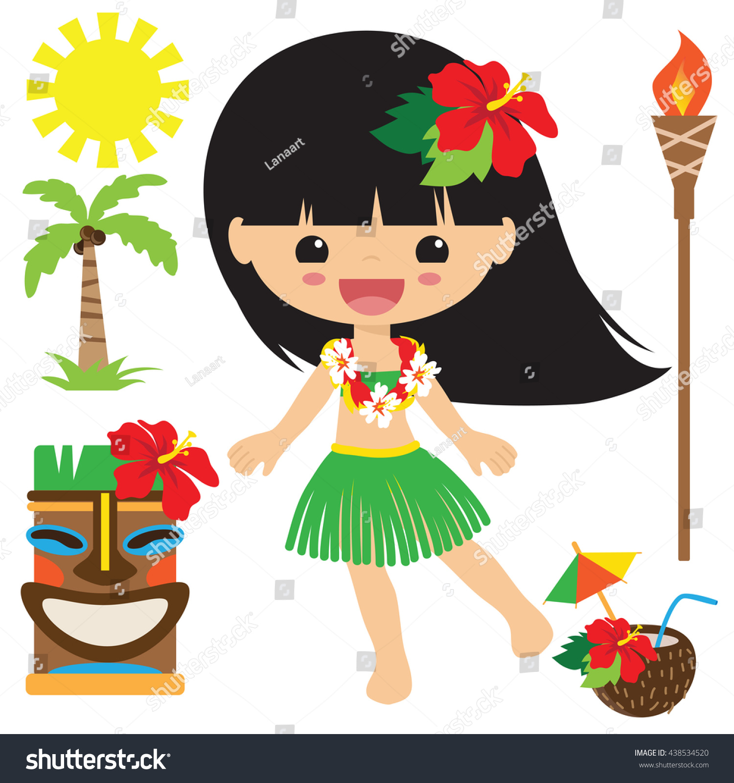 Hula Dancer Vector Illustration Stock Vector (Royalty Free) 438534520 ...