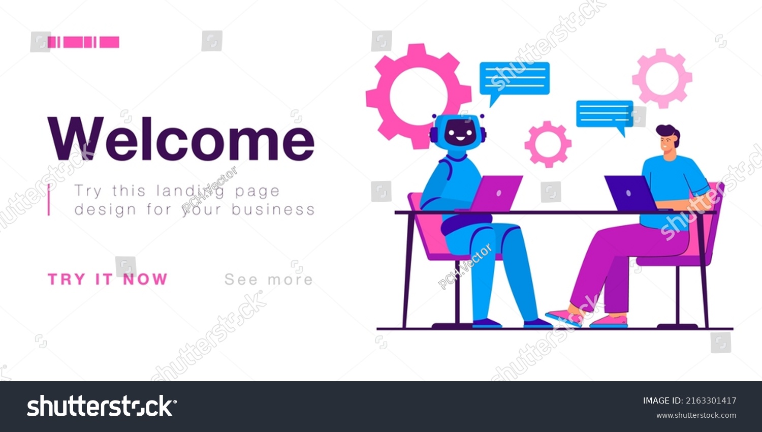 Human Humanoid Robot Team Working Together Stock Vector (Royalty Free ...