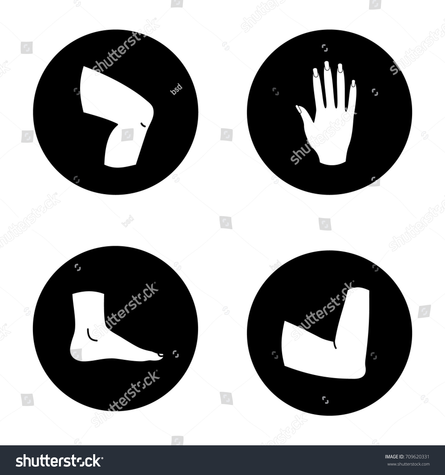 Human Body Parts Glyph Icons Set Vector De Stock Libre De Regalías 709620331 Shutterstock