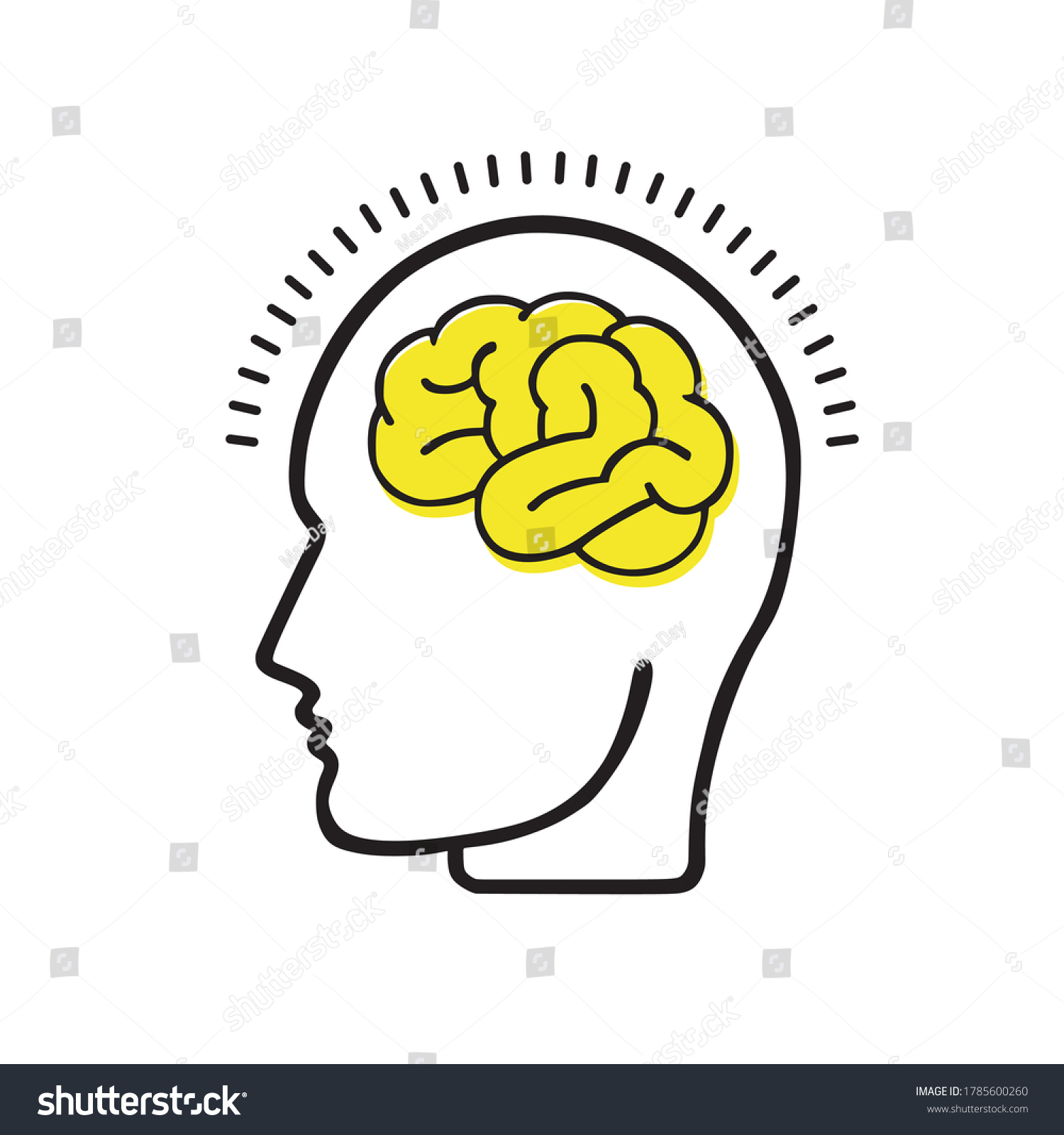 Human Brain Head Vector Outline Icon Stock Vector (Royalty Free) 1785600260