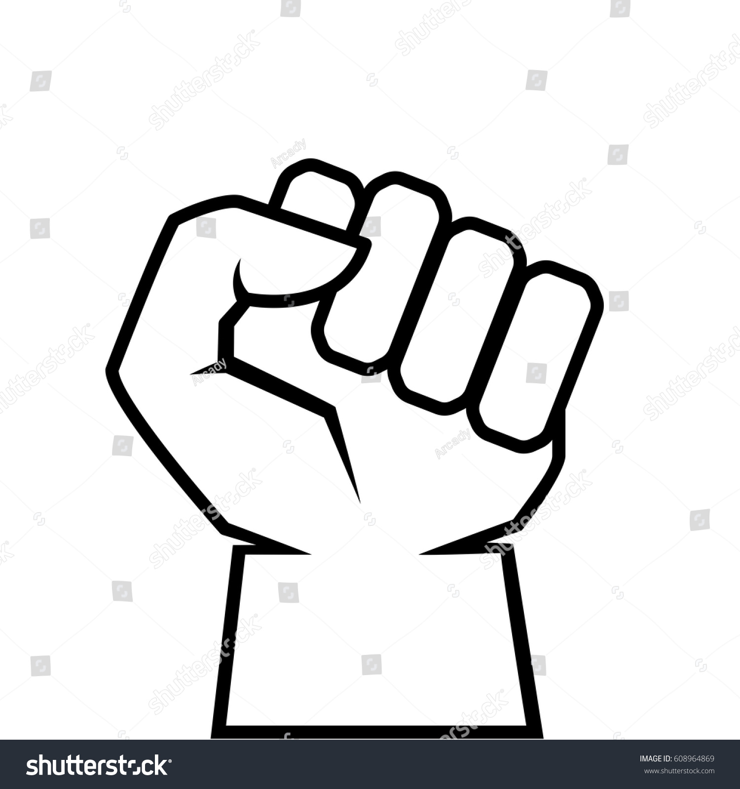 Human Clenched Fist Outline Icon Revolt Stock Vector (Royalty Free ...