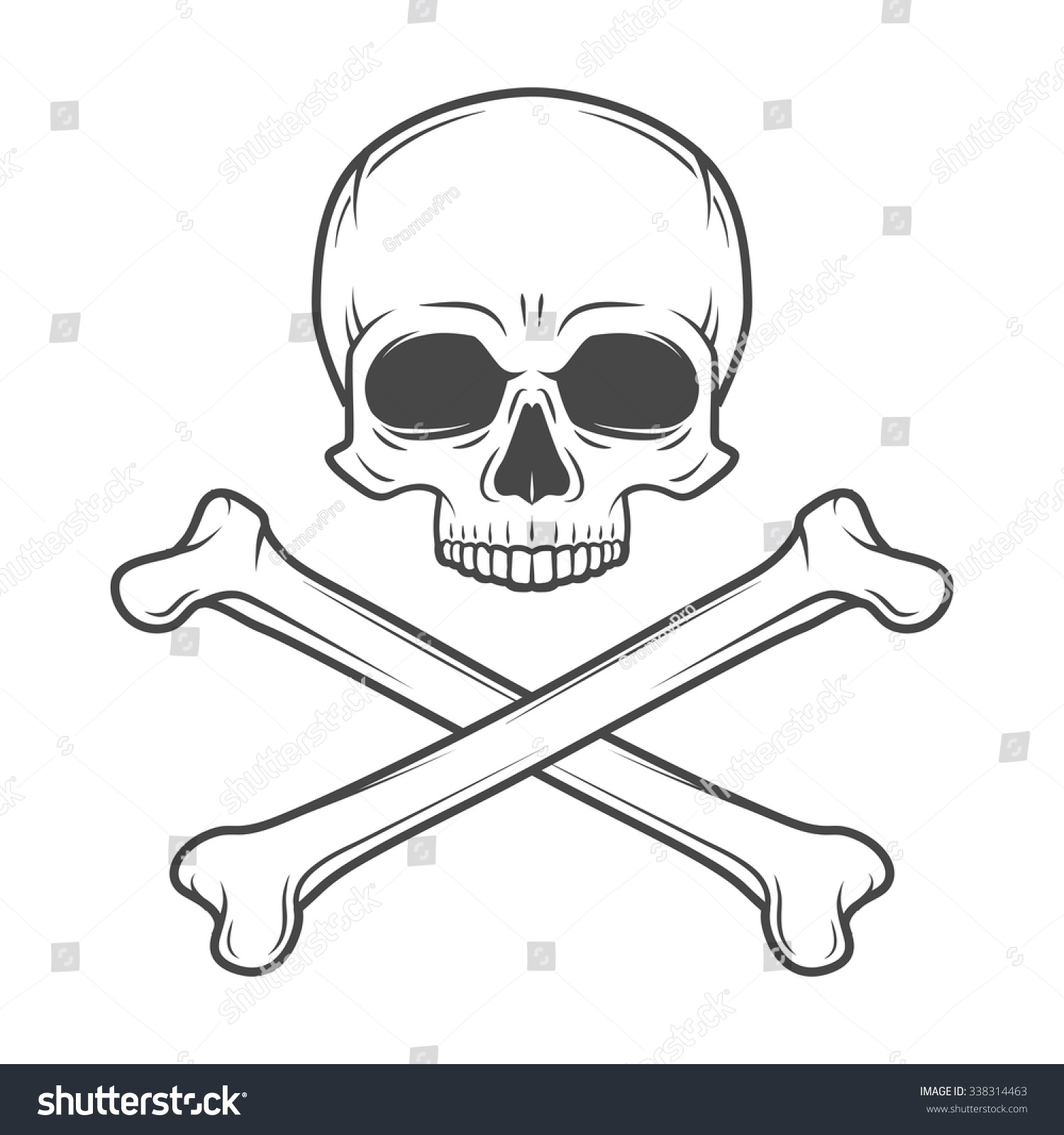 Human Evil Skull Vector. Pirate Insignia Concept Design. Jolly Roger ...