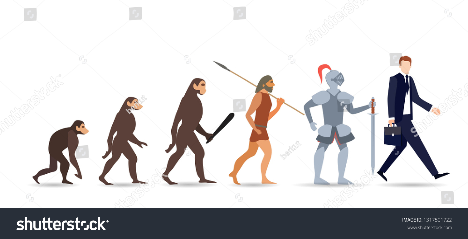 Human Evolution Stages Evolutionary Process Gradual Vector De Stock