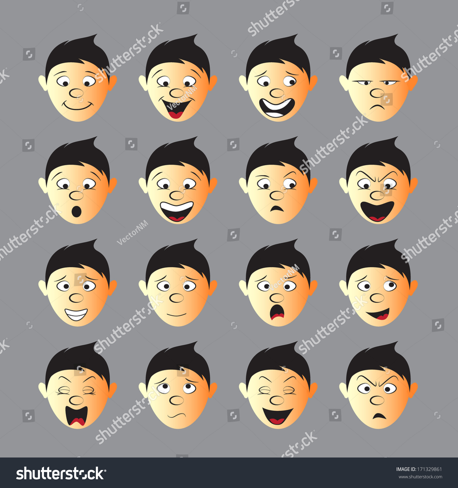 Human Face Expression Sets Stock Vector Illustration 171329861 Shutterstock 