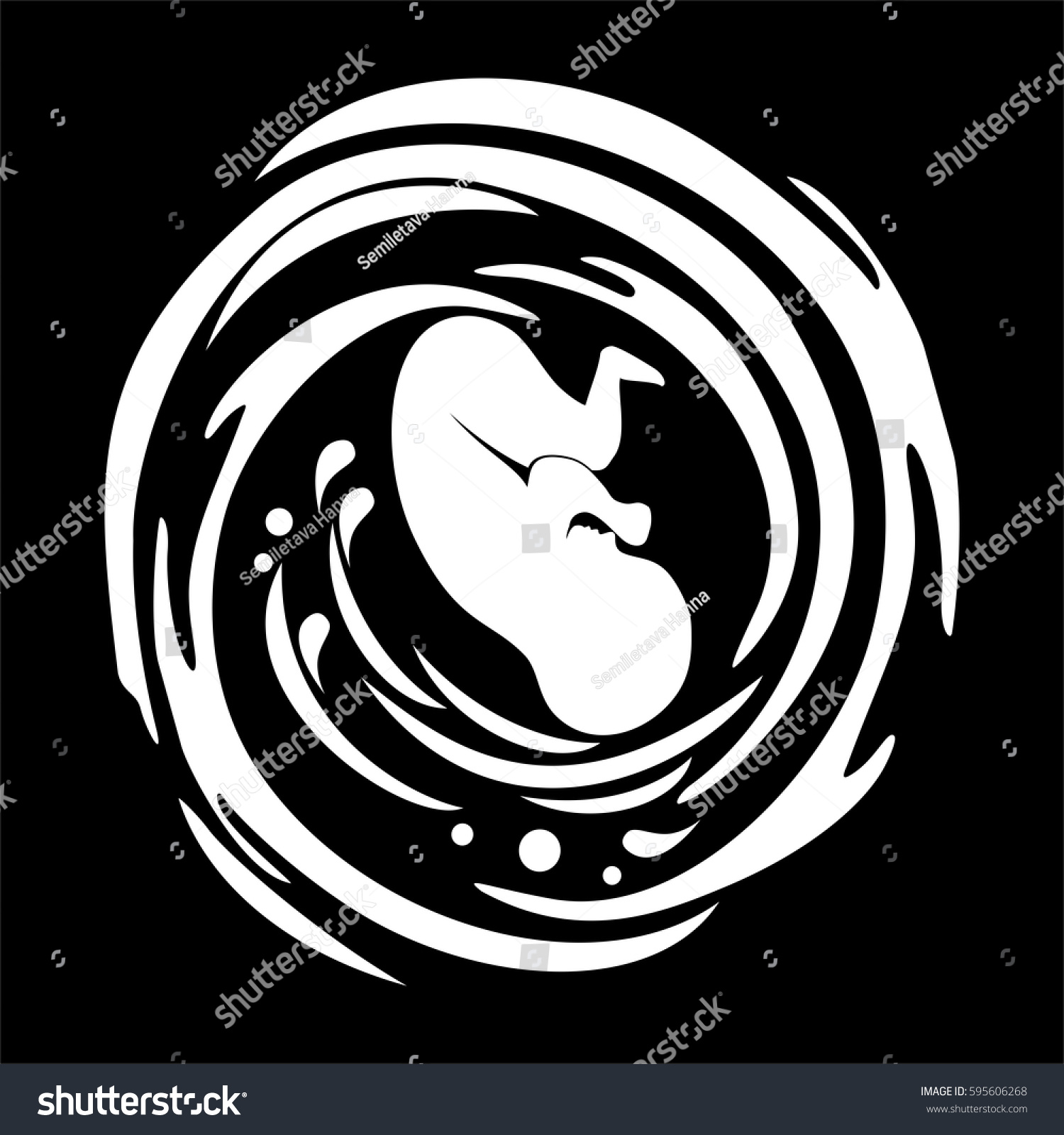 Vektor Stok Human Fetus Inside Womb Vector Illustration Tanpa Royalti