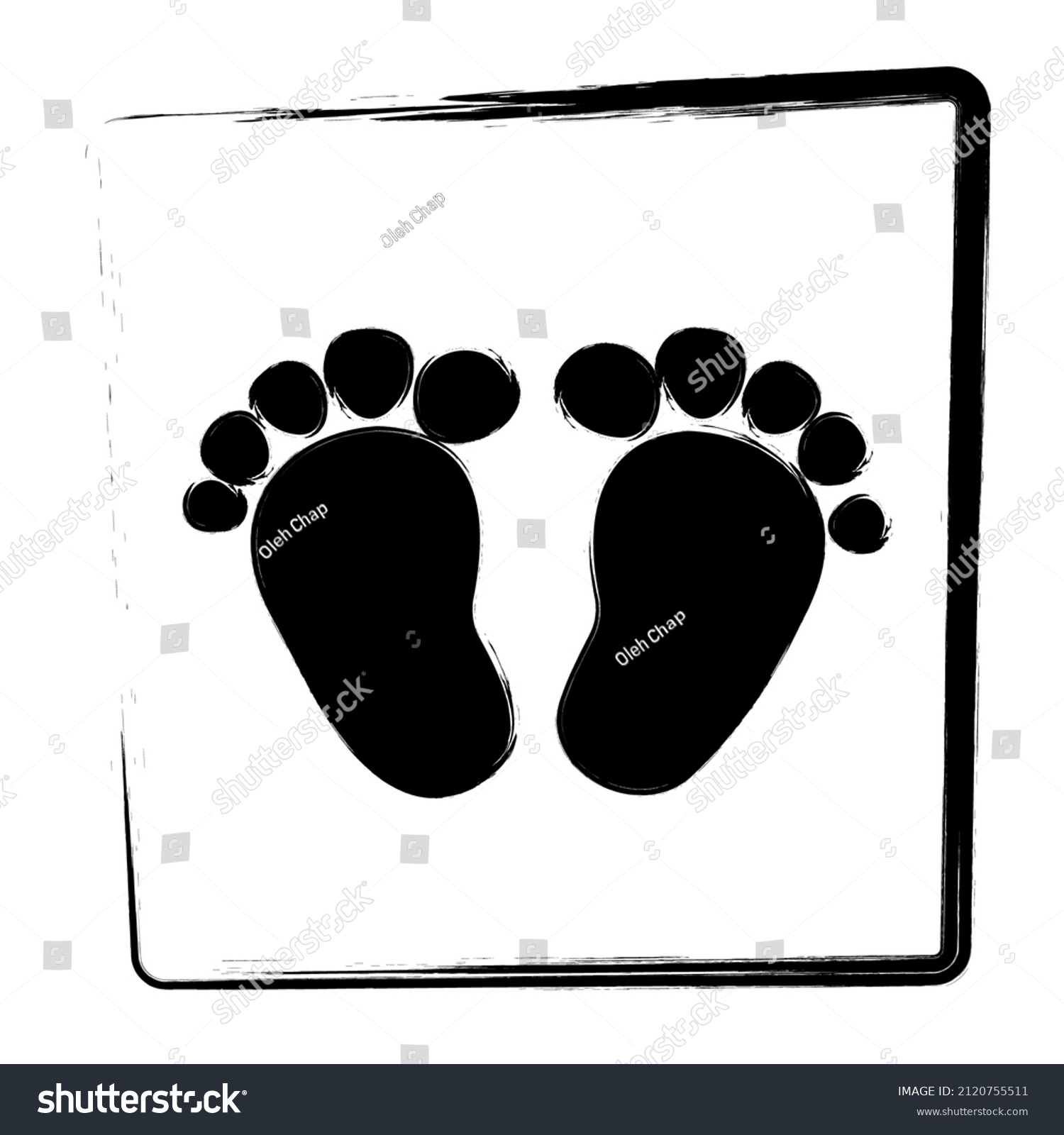 Human Footprint Icon Framed Brush Strokes Stock Vector (Royalty Free ...