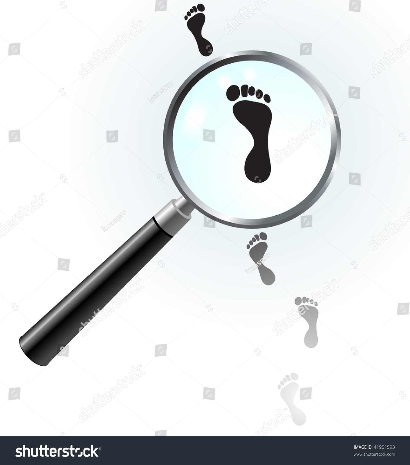 Human Footprints Under Magnifying Glass Stock Vector Illustration ...