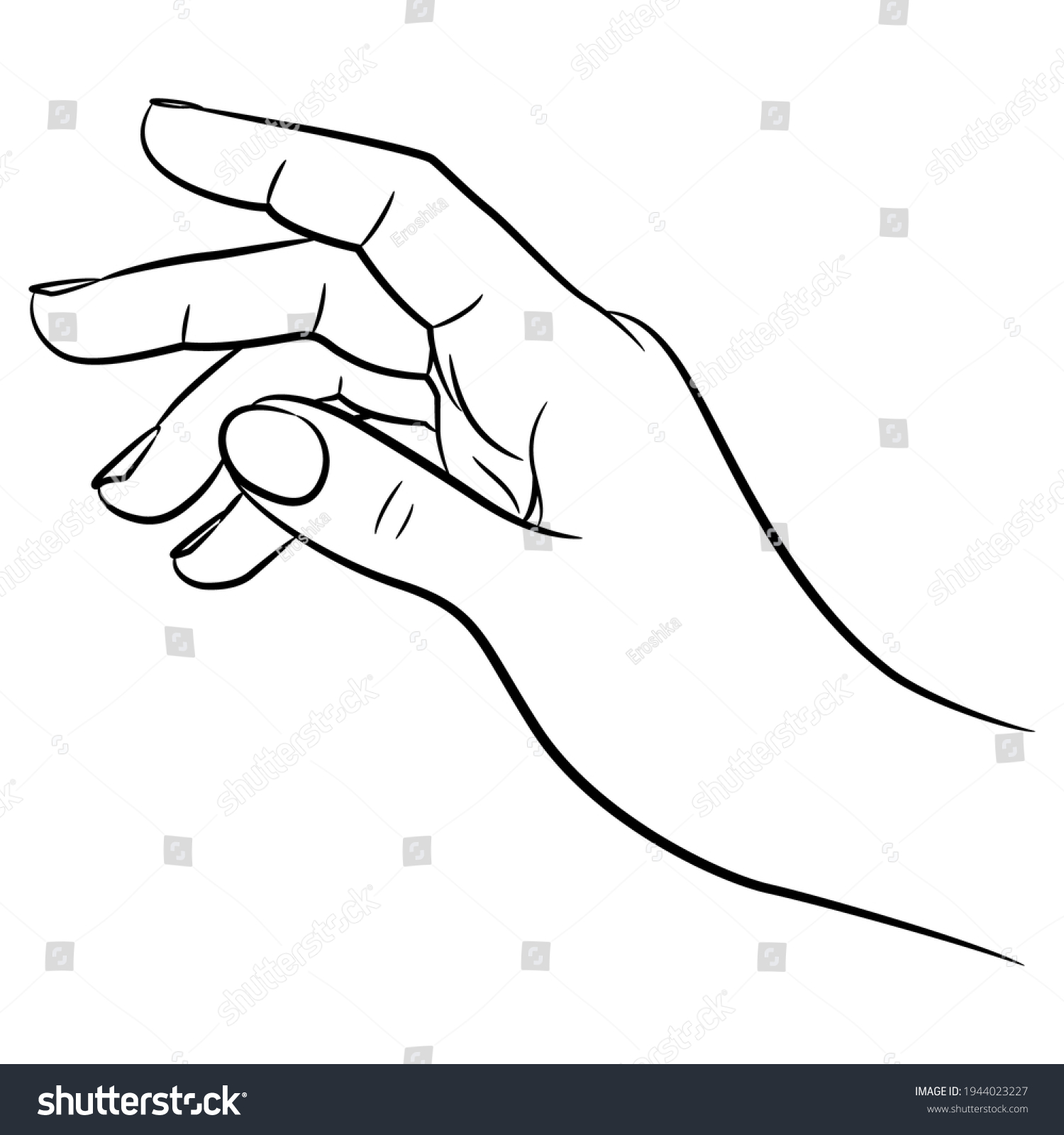 Human Hand Black White Linear Silhouette Stock Vector (Royalty Free ...