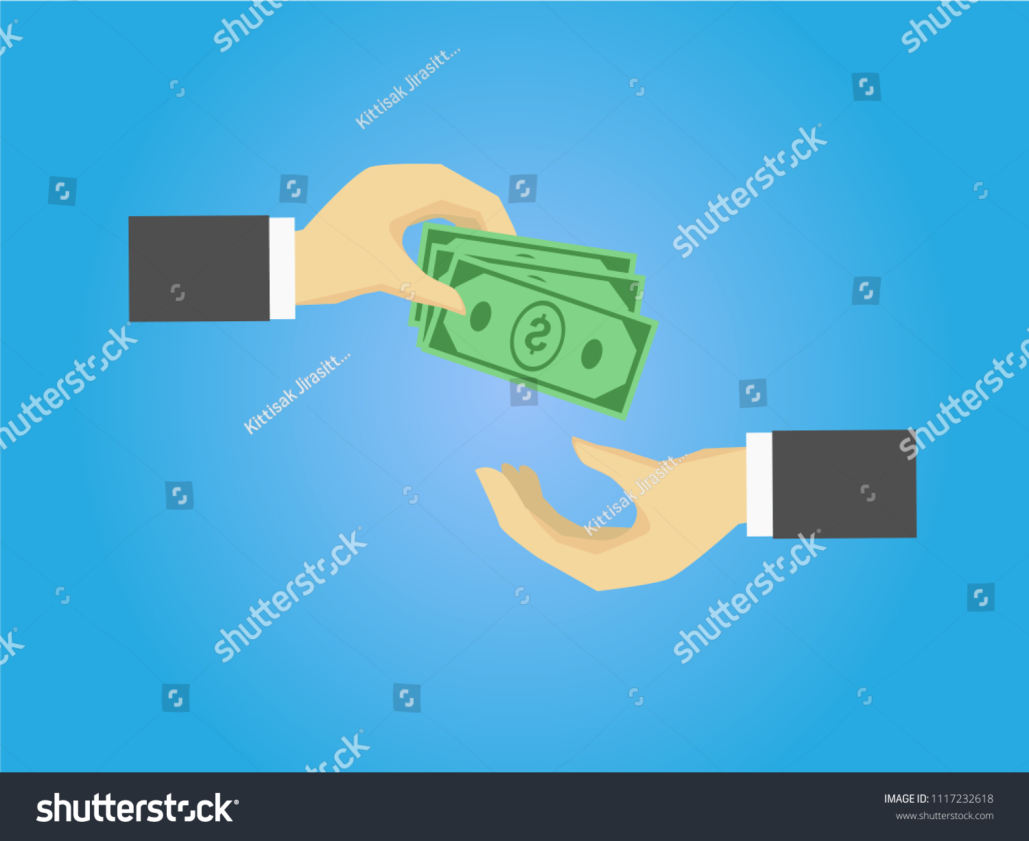 Human Hand Gives Money Another Person Stock Vector (Royalty Free ...