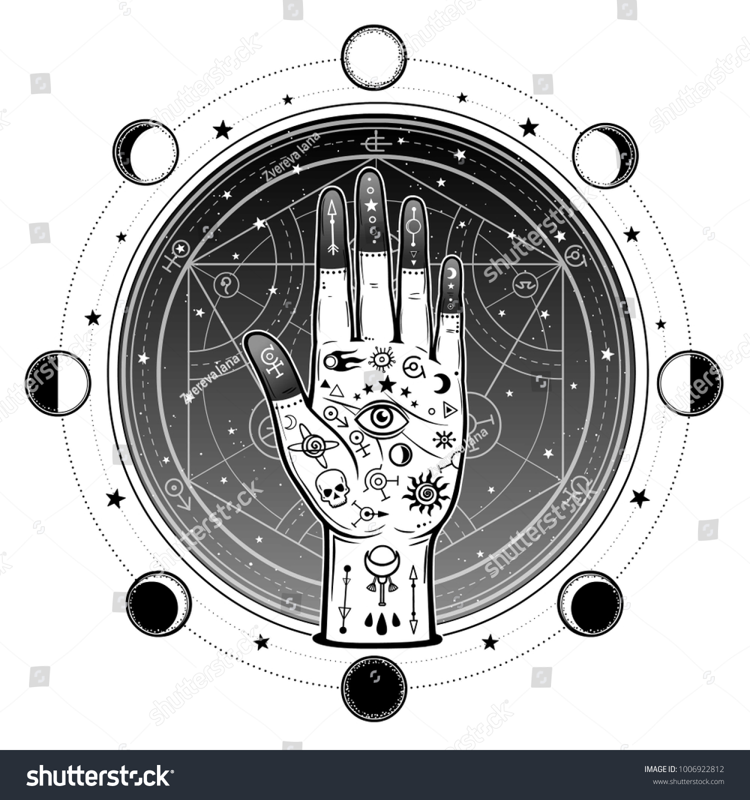 Human Hand Has Allseeing Divine Eye Stock Vector (Royalty Free) 1006922812