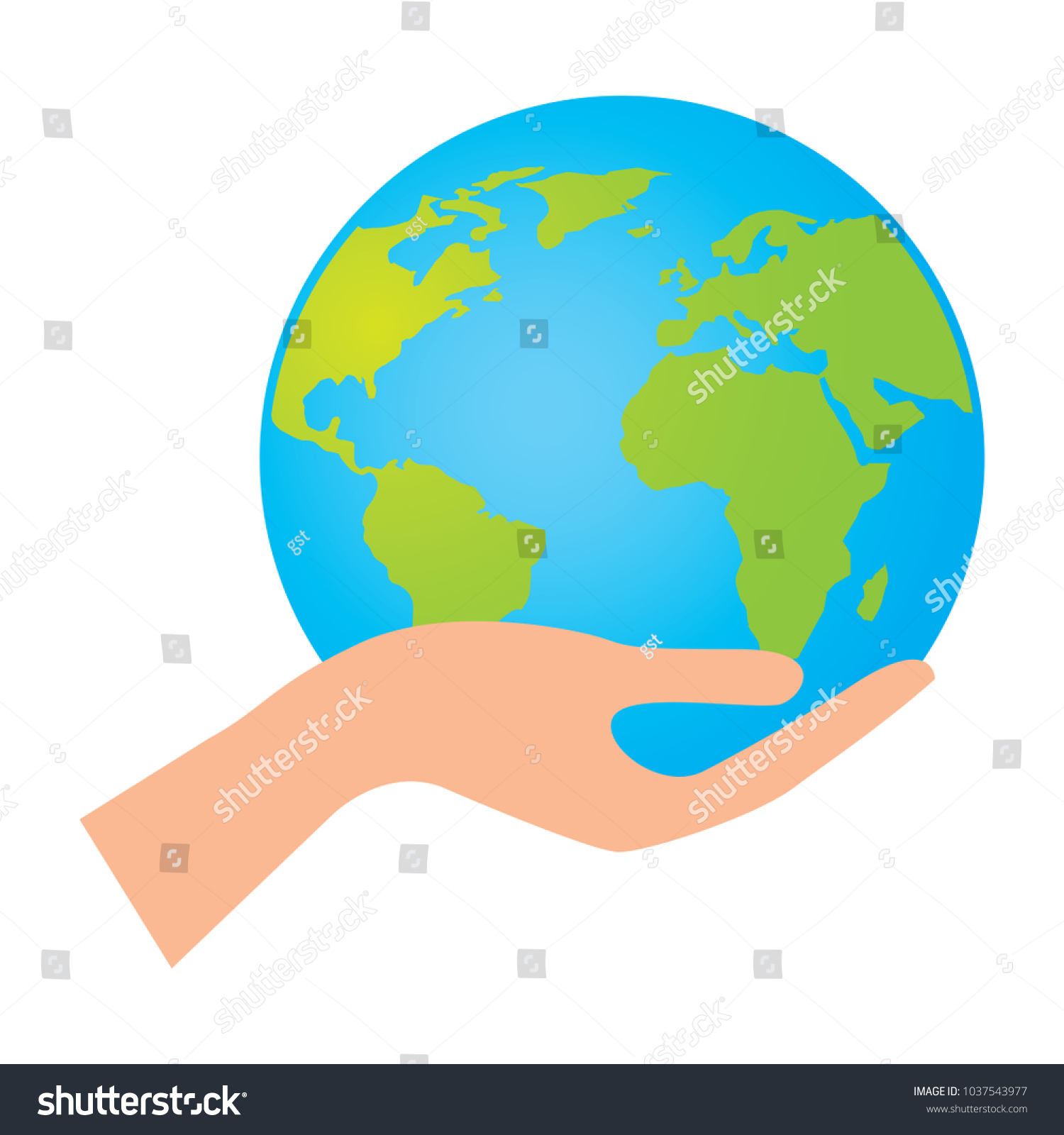 Human Hand Holding Earth Globe World Stock Vector Royalty Free 1037543977