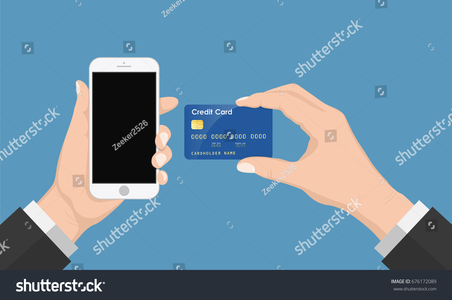 Human Hand Holding Phone Credit Card Stock Vector (Royalty Free) 676172089