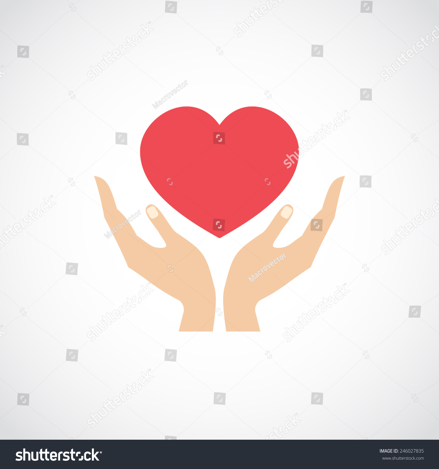 Human Hands Holding And Protect Red Heart Love And Health Symbol Vector ...