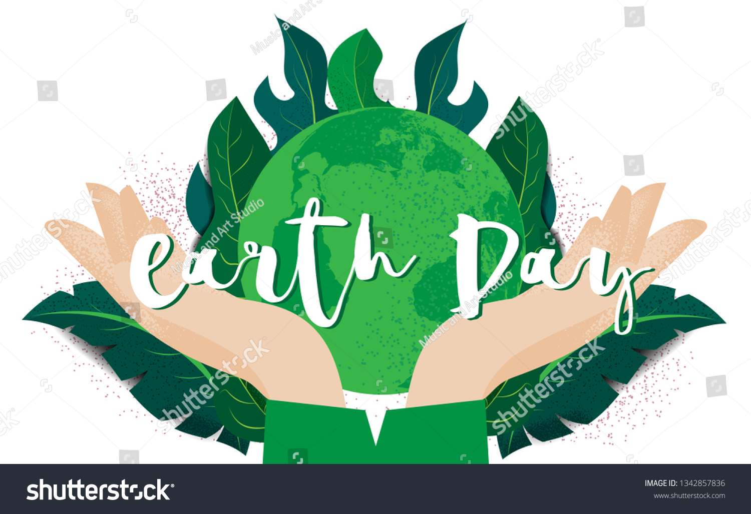 Human Hands Holding Earth Save Earth 스톡 벡터(로열티 프리) 1342857836