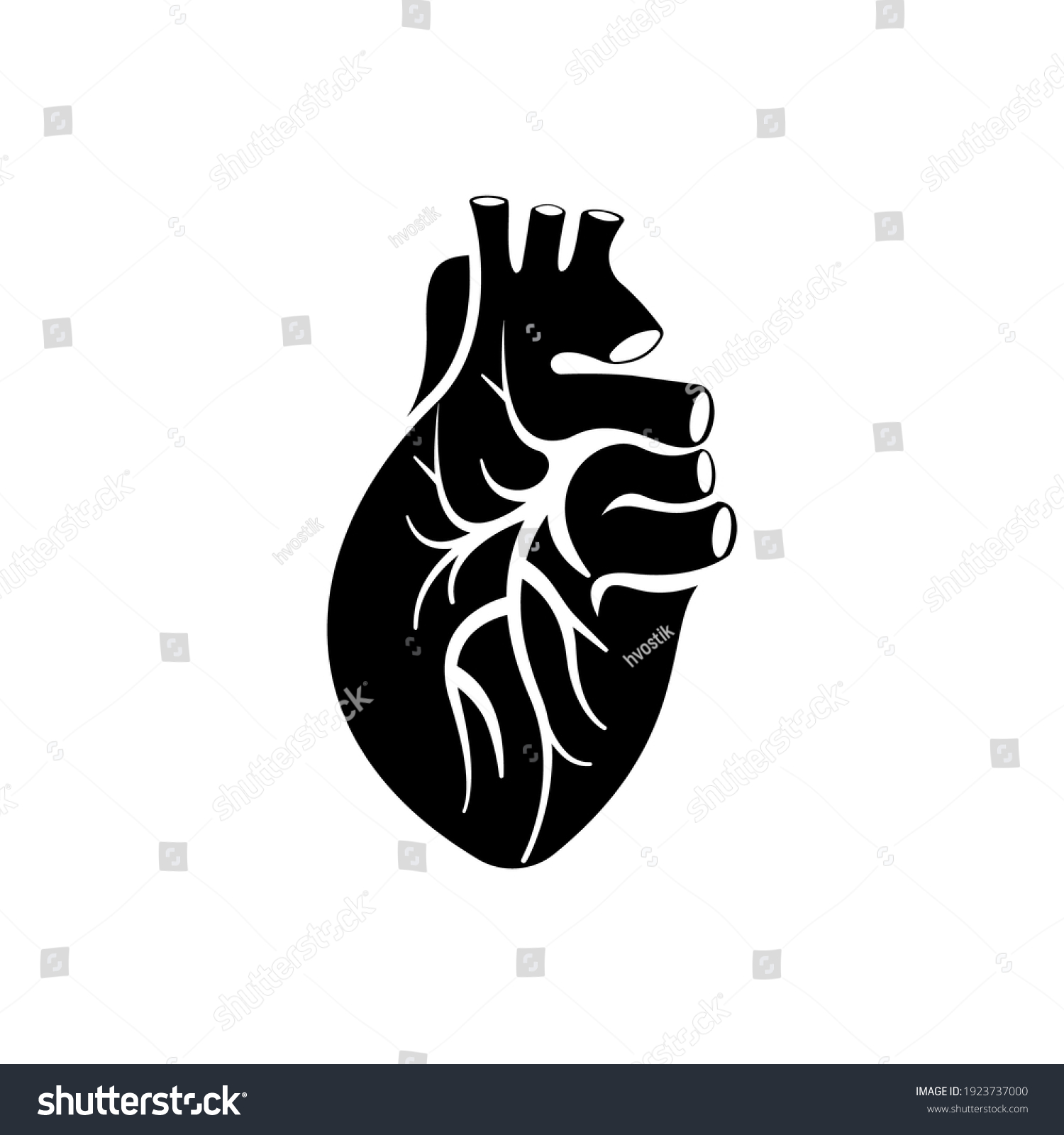 Human Heart Black Silhouette Icon Vector Stock Vector (Royalty Free ...