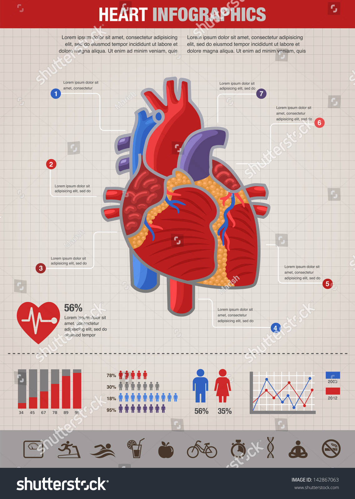 Human Heart Health Disease Attack Infographic Stock Vector 142867063 ...