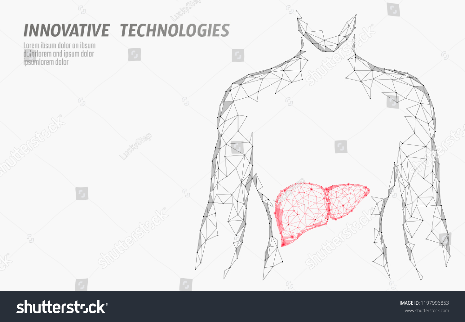 SVG of Human Liver hepatitis treatment medicine business concept. Disease prevention health care medical centre doctor online diagnosis low poly 3D render poligonal point line vector illustration svg