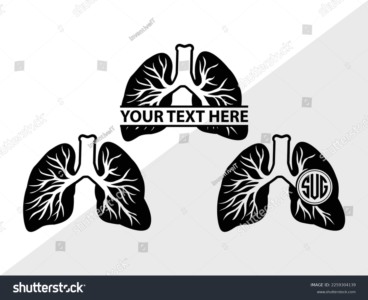 SVG of Human Lung SVG Monogram Vector Illustration Silhouette svg