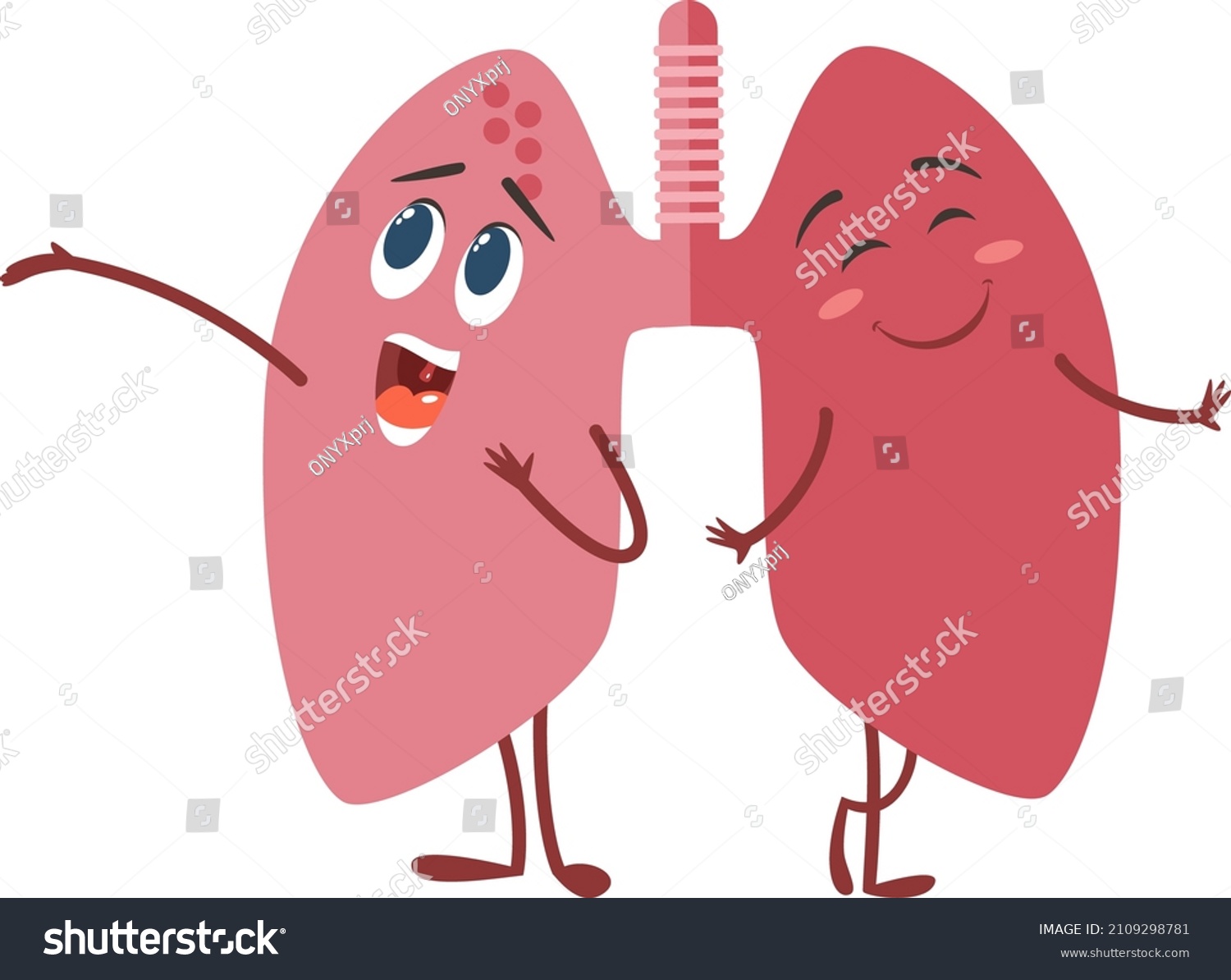 Human Lungs Cute Cartoon Style Kawaii Stock Vector (Royalty Free ...