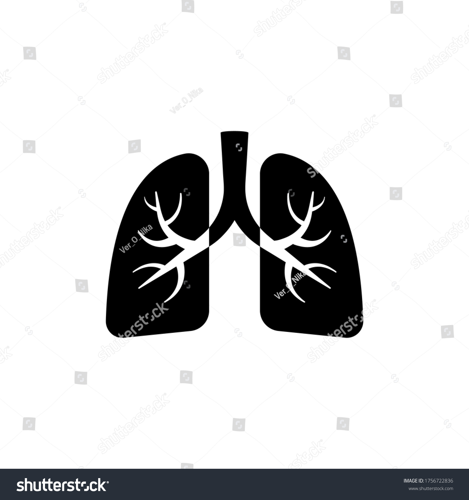 Human Lungs Vector Icon Black Silhouette Stock Vector (royalty Free 