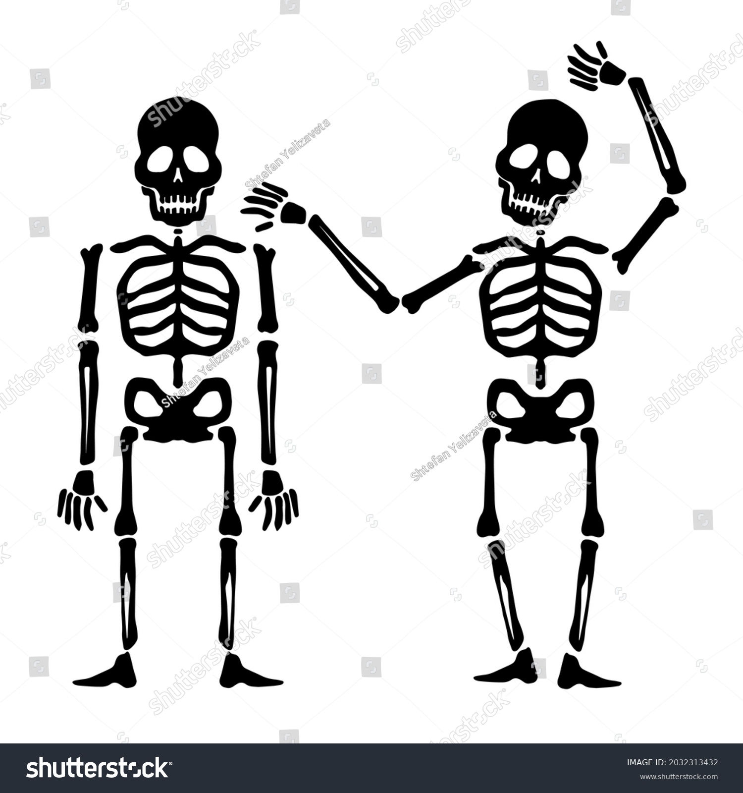SVG of Human man skeleton anatomy cartoon style. Vector isolated flat illustration of skull and bones. Halloween cutting svg file for design svg