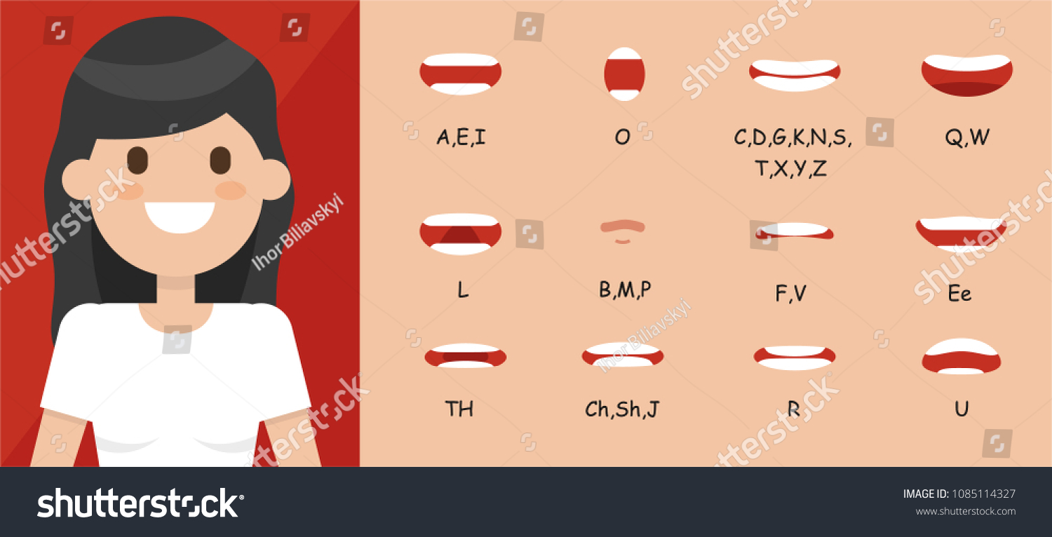 Human Mouth Set Lip Sync Collection Stock Vector Royalty Free