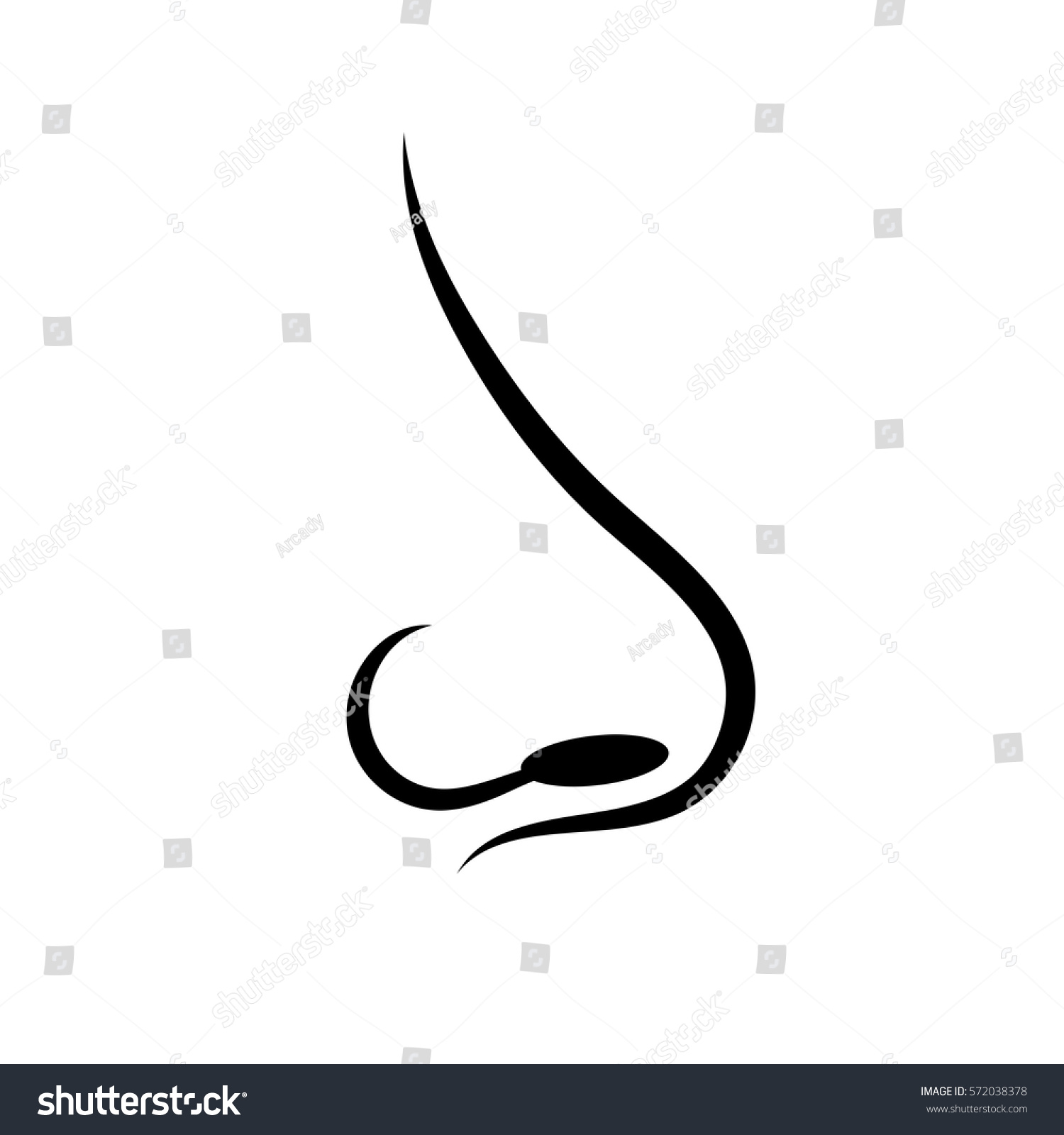 Human Nose Vector Icon On White Stock Vector 572038378 - Shutterstock