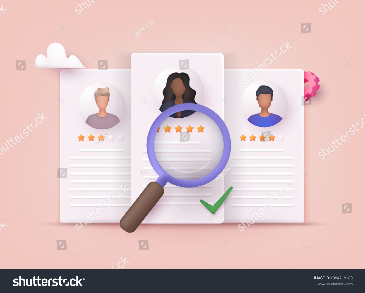 SVG of Human resource management and hiring concept. Job interview, recruitment agency vector illustration. 3D Vector Illustrations. svg