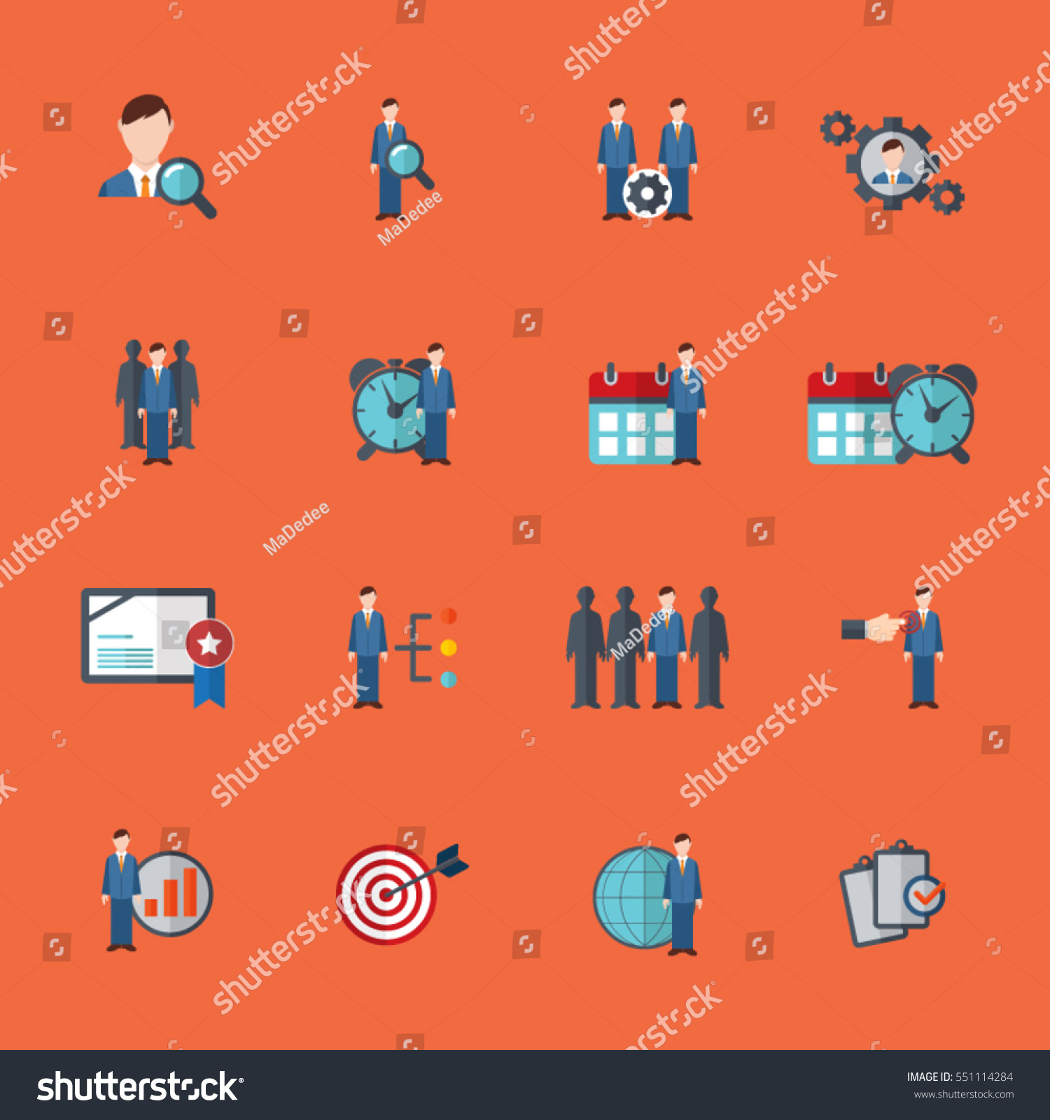 Human Resources Business Management Icon Set Stock Vector Royalty Free