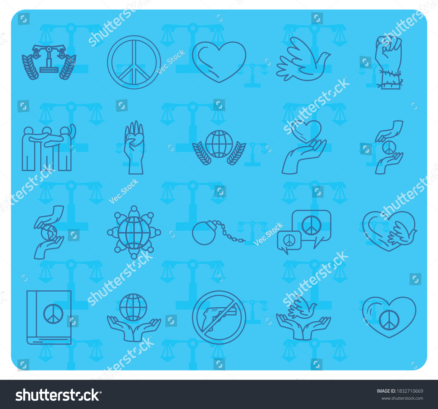 Human Rights Line Style Icon Collection Stock Vector Royalty Free