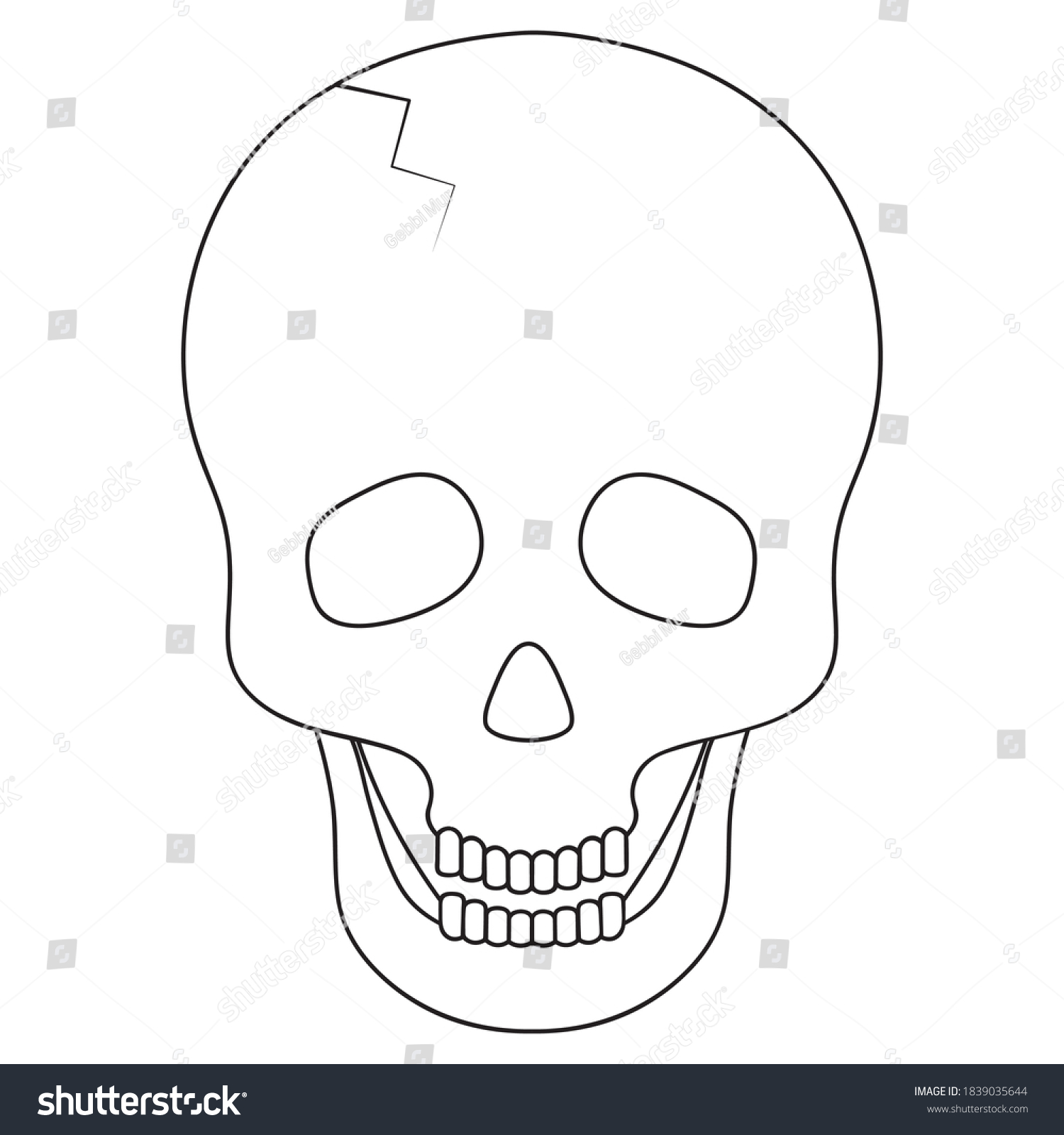 Human Skull Crack Forehead Vector Illustration Stock Vector (Royalty ...