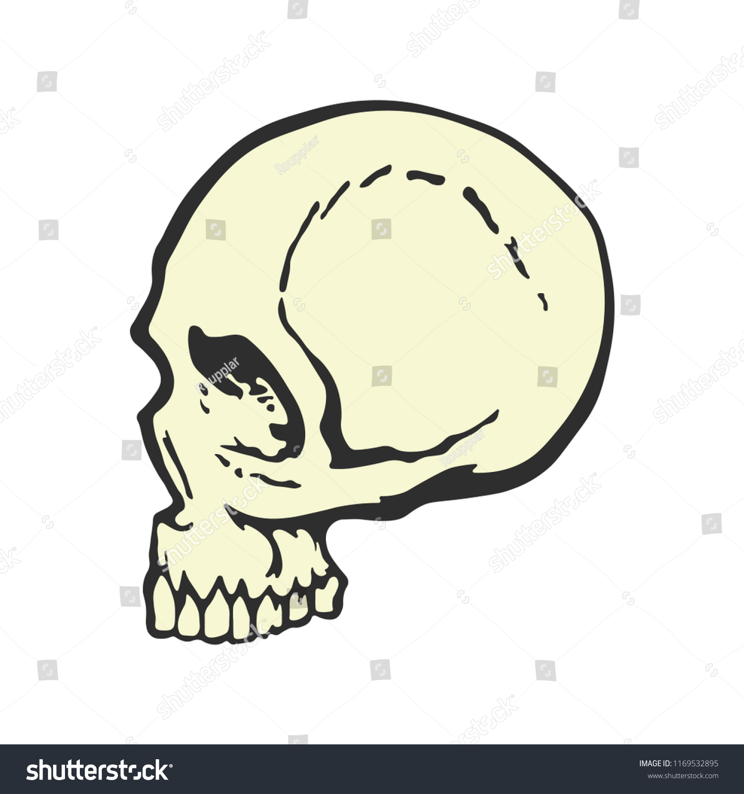 Human Skull Profile Cartoon Style Side Stock Vector (Royalty Free