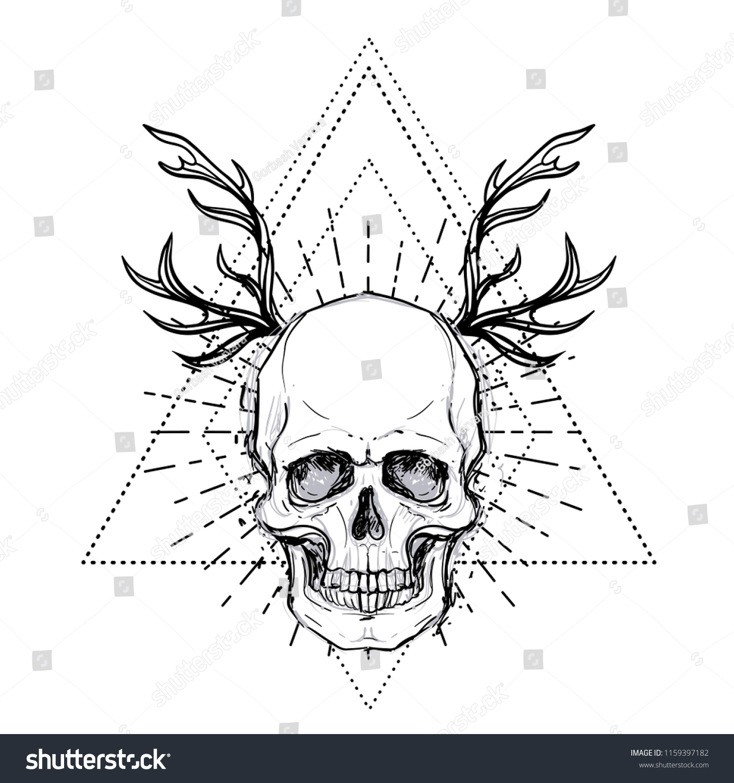 Human Skull Over Sacred Geometry Symbol Stock Vector (Royalty Free ...