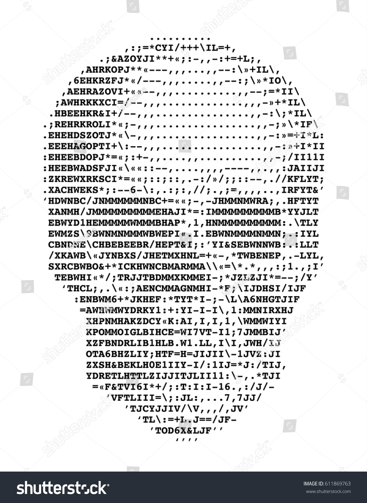 Human Skull Stylized Ascii Art Original Stock Vector 611869763 ...