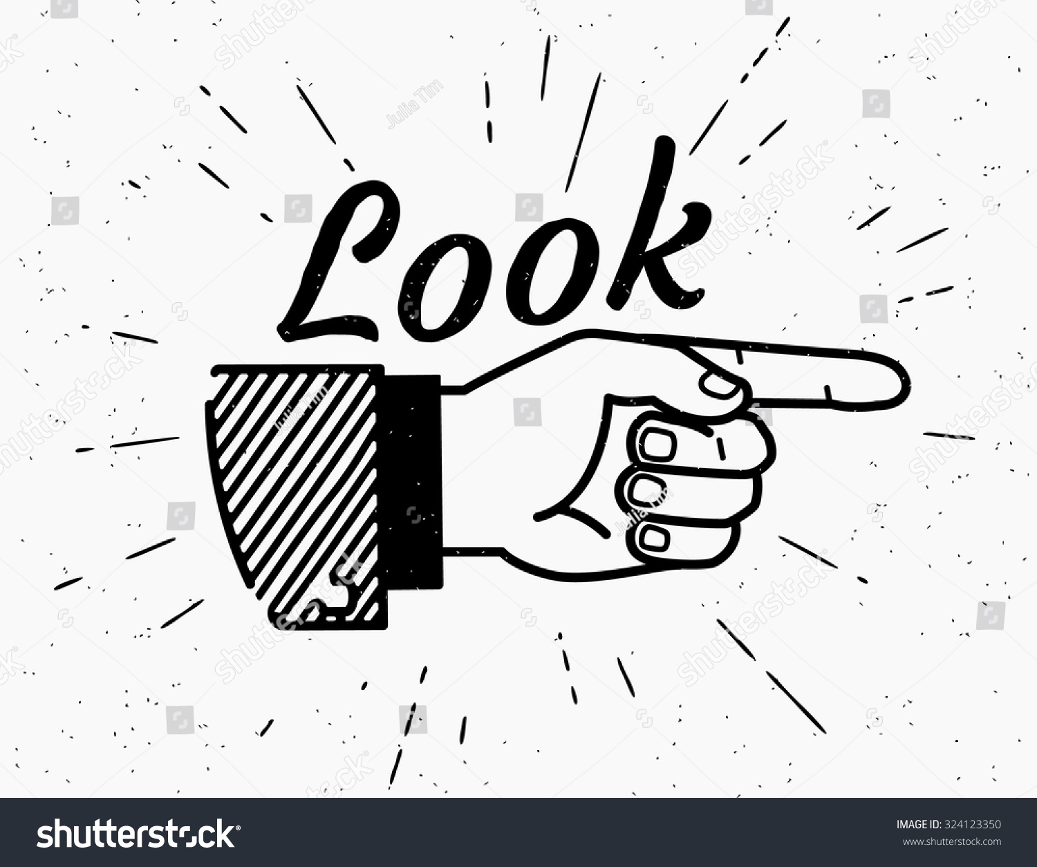 Human Vintage Hand Drawing Pointing Finger Stock Vector (Royalty Free