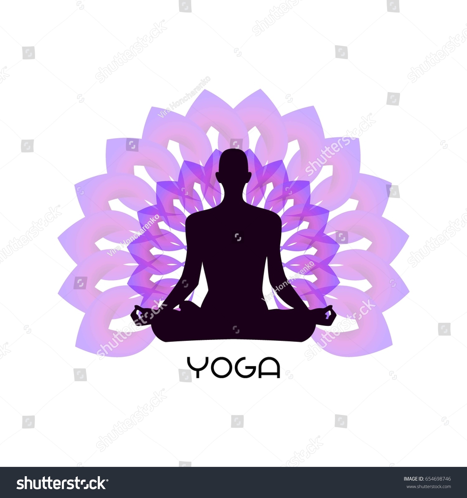 Human Yoga Shape Abstract Lotus Symbol Stock Vector (Royalty Free ...