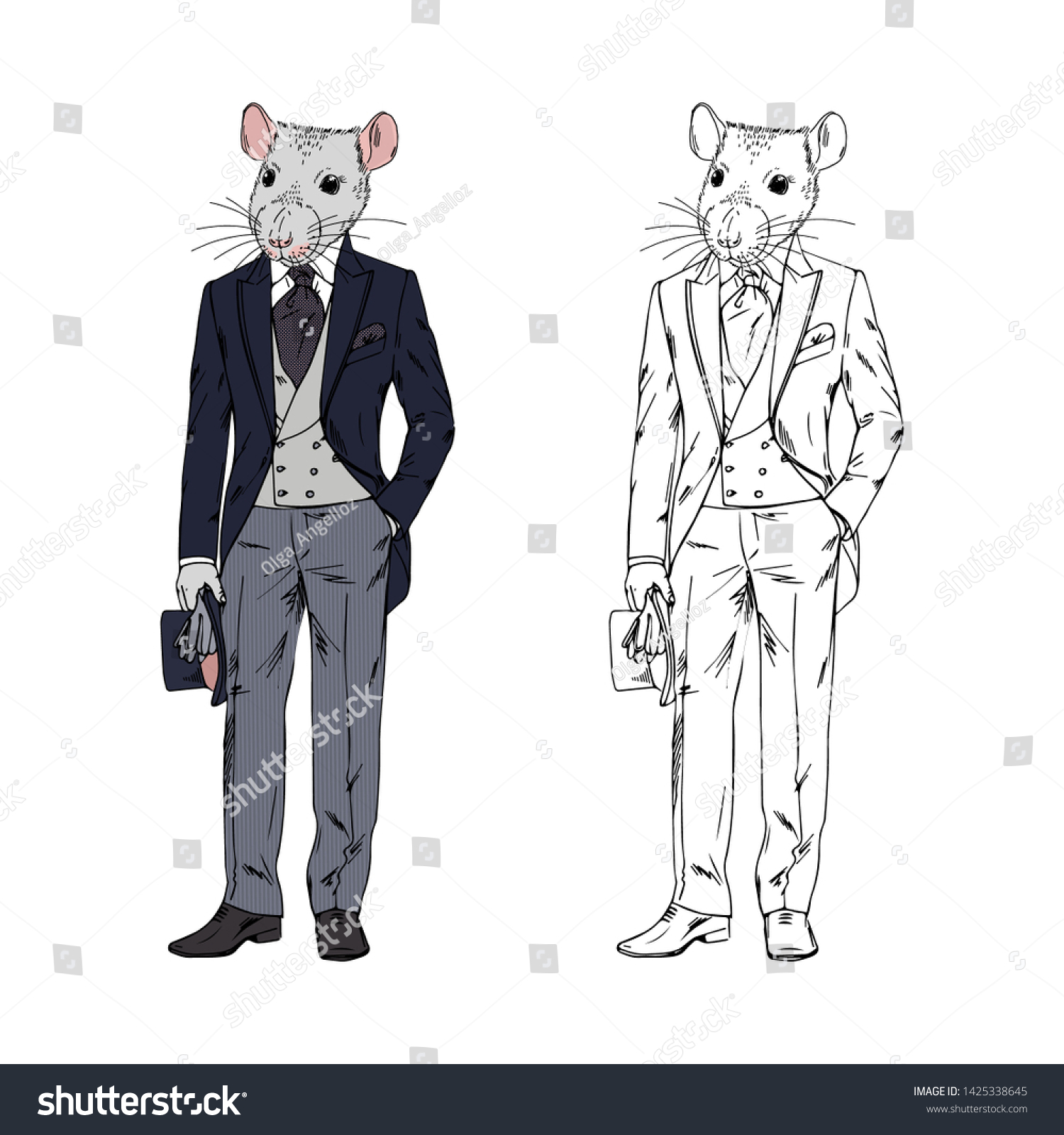 Humanized Rat Gentleman Dressed Vintage Victorian Stock Vector (Royalty ...