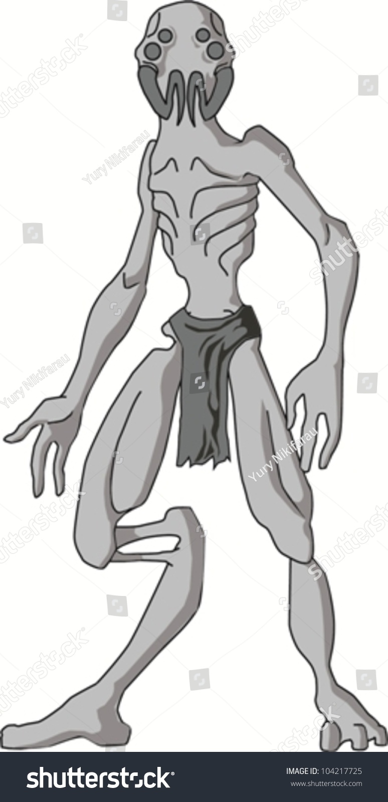 Humanoid Alien With Four Eyes Stock Vector Illustration 104217725 ...