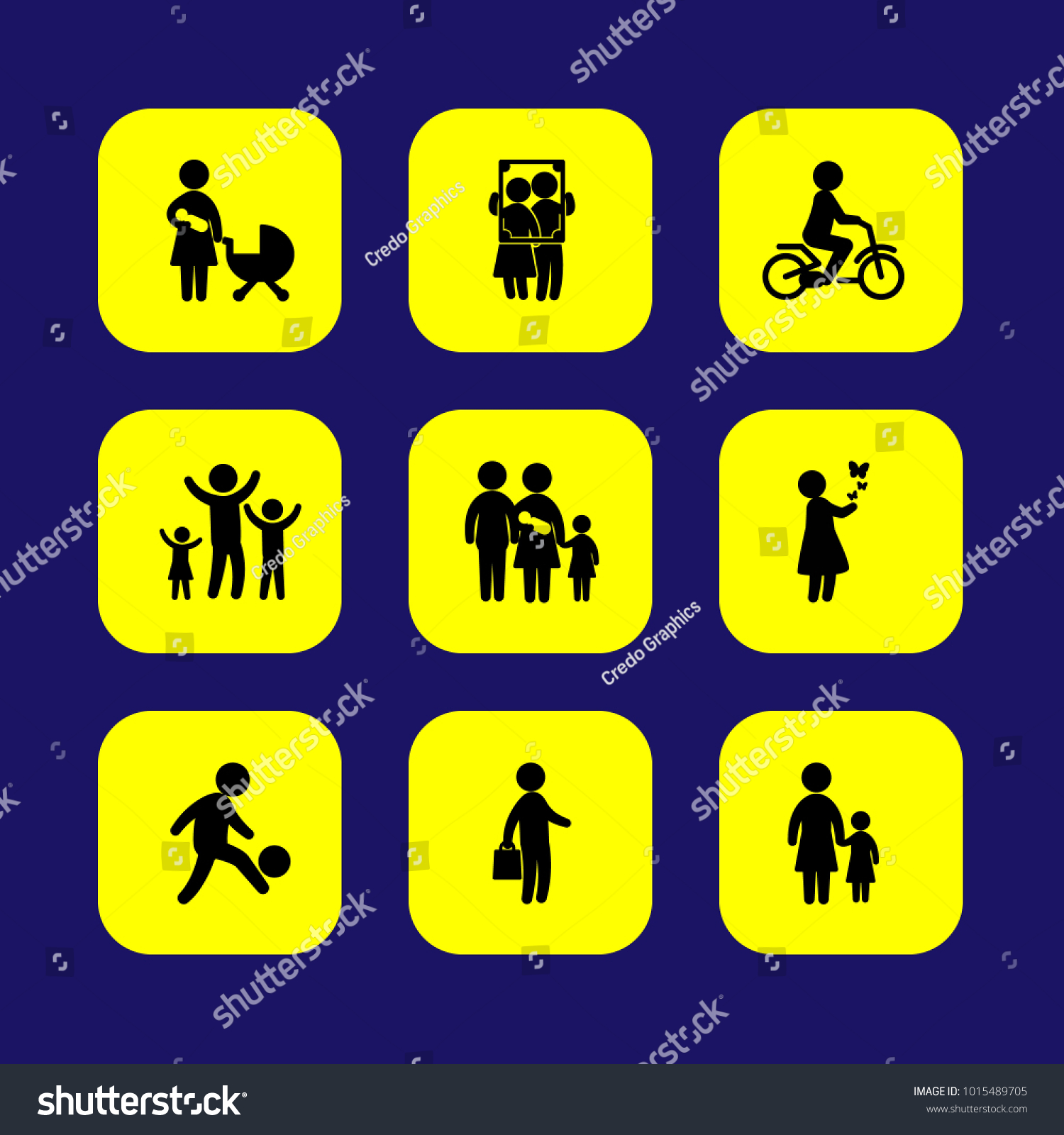 Humans Vector Icon Set Mother Child Stock Vector (Royalty Free ...