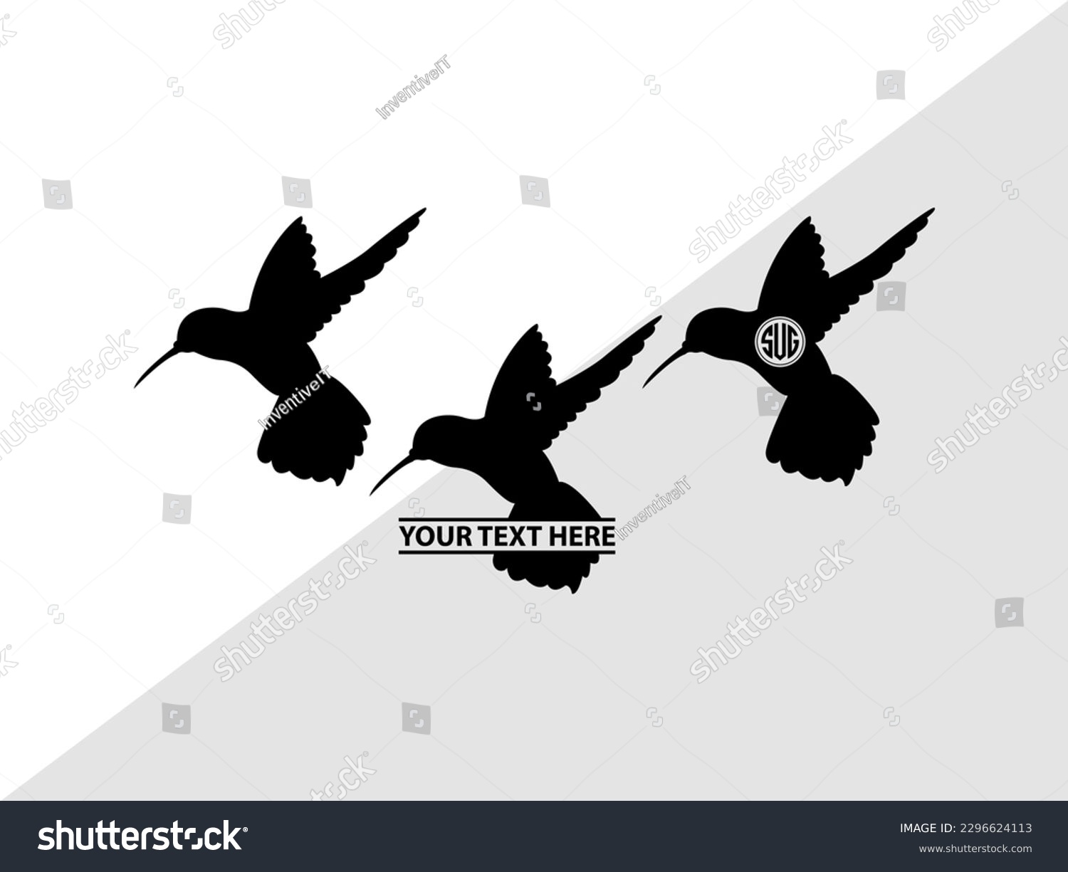 SVG of Humming Bird Monogram Vector Illustration Silhouette svg