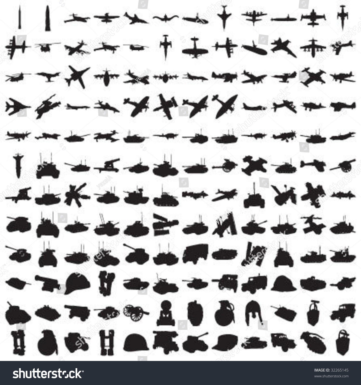 Hundred Military Silhouettes Stock Vector 32265145 - Shutterstock