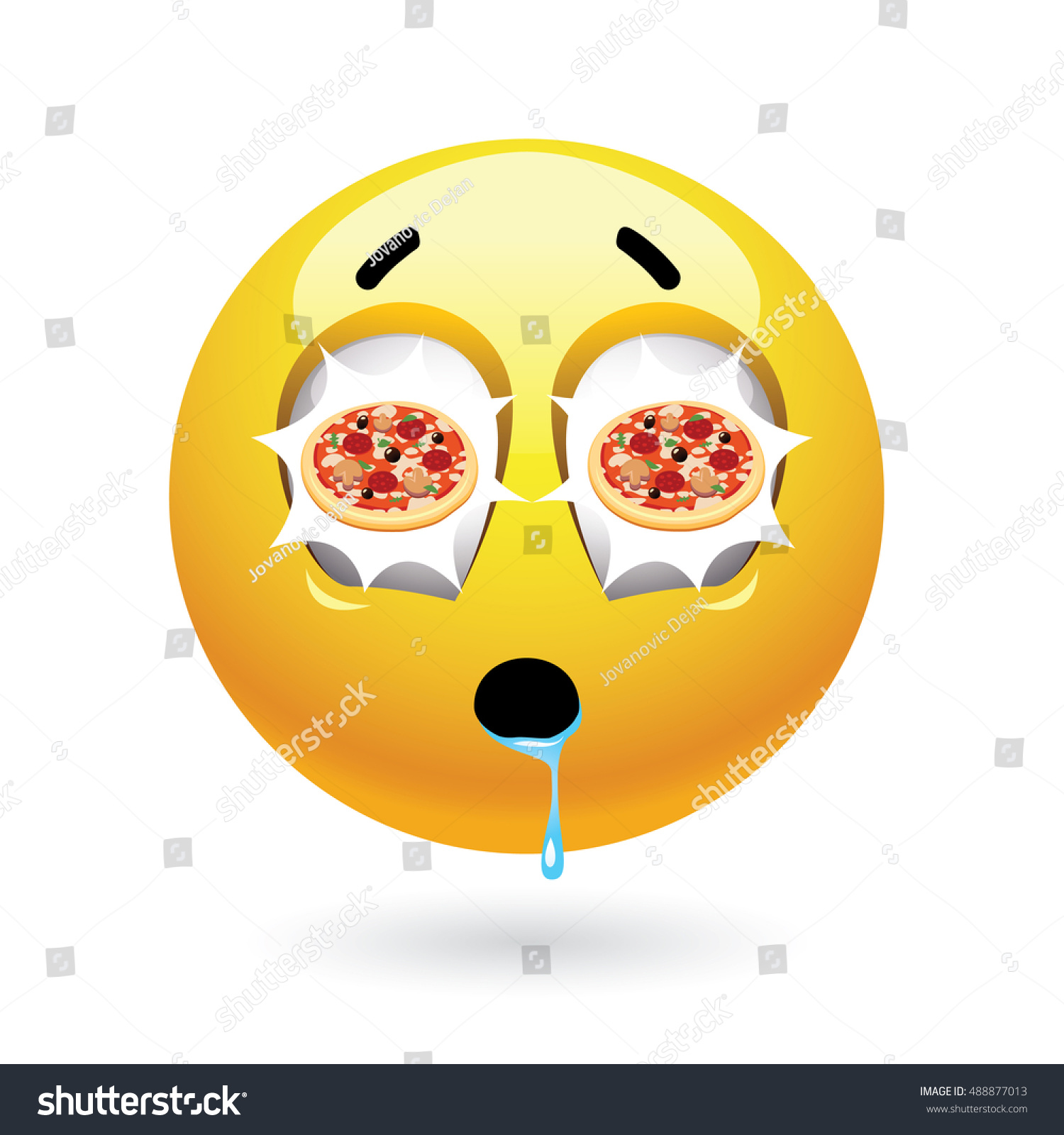 Hungry Smiley Pizza Reflecting Eyes Tasty Stock Vector Royalty Free