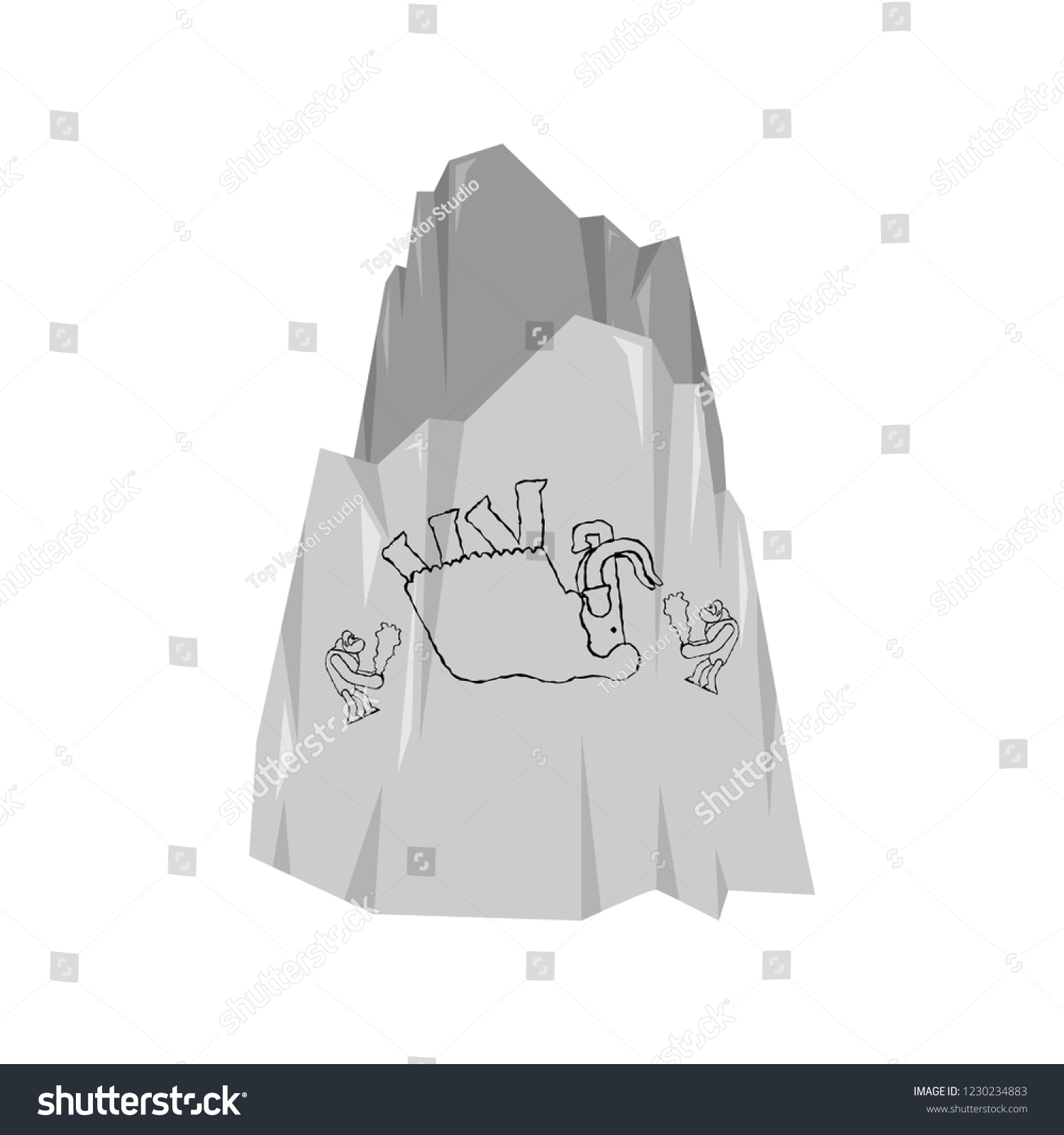 Hunt Mammoth Rock Painting Caveman Prehistoric Stock Vector (Royalty ...