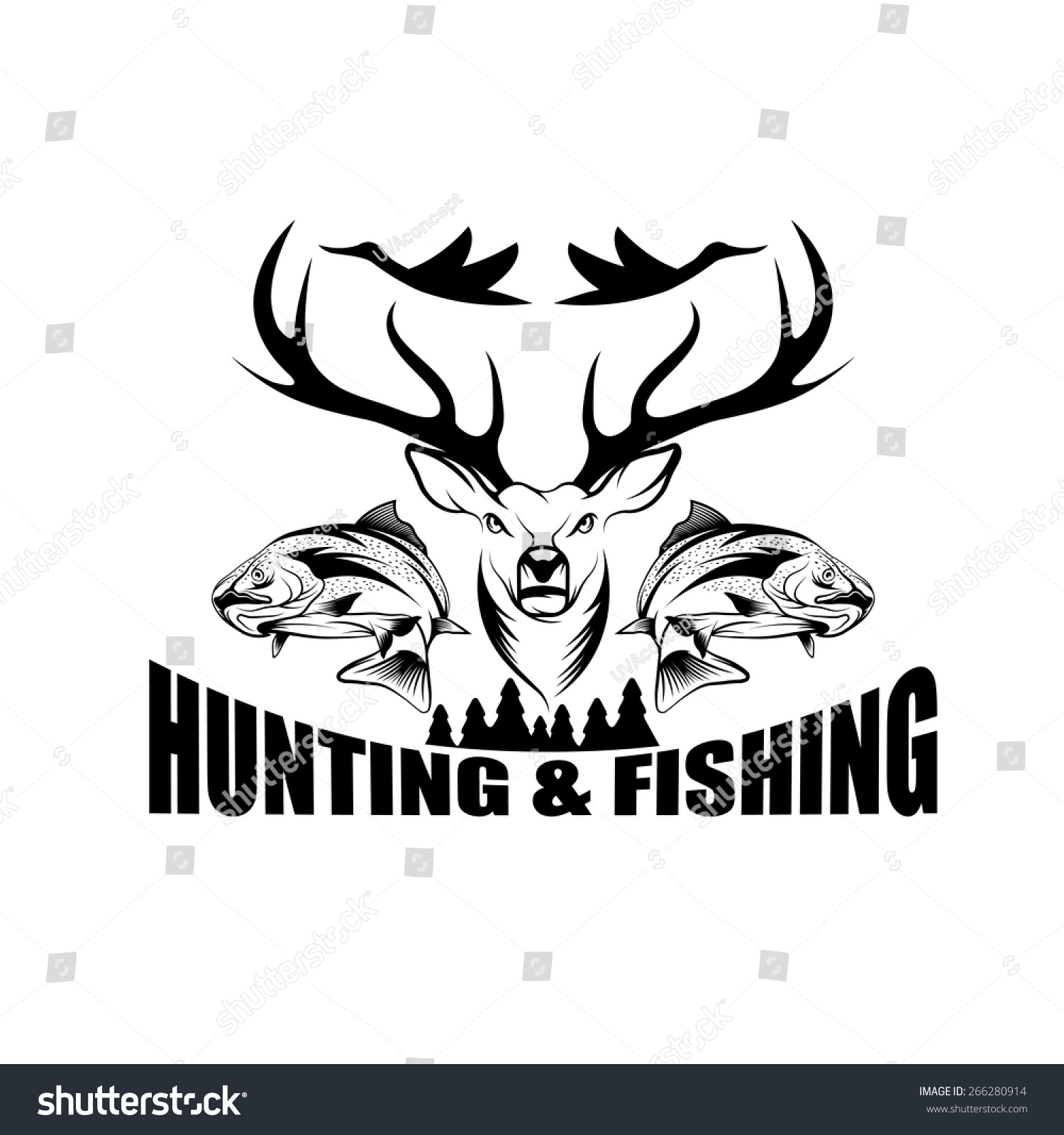 Hunting Fishing Vintage Emblem Vector Design Stock Vector 266280914 ...