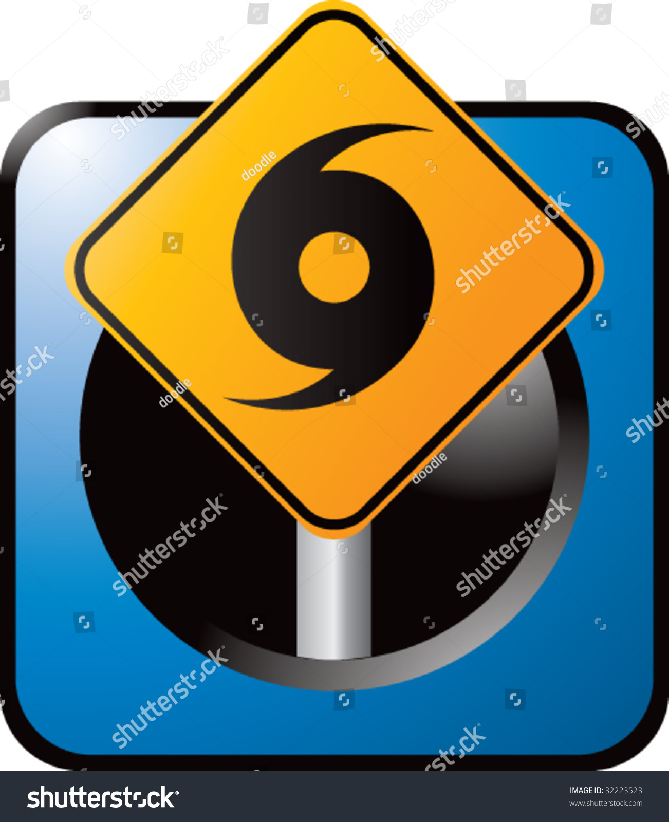 Hurricane Warning Sign On Blue Web Stock Vector (Royalty Free) 32223523