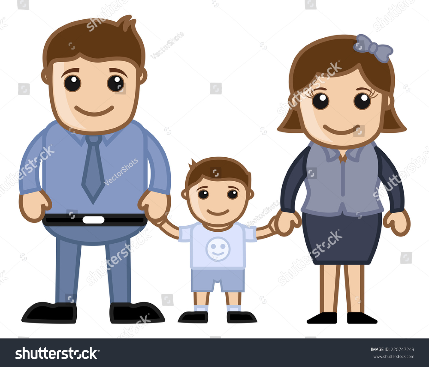 Husband Wife Child Vector Cartoon Character Stock Vector Royalty Free 220747249