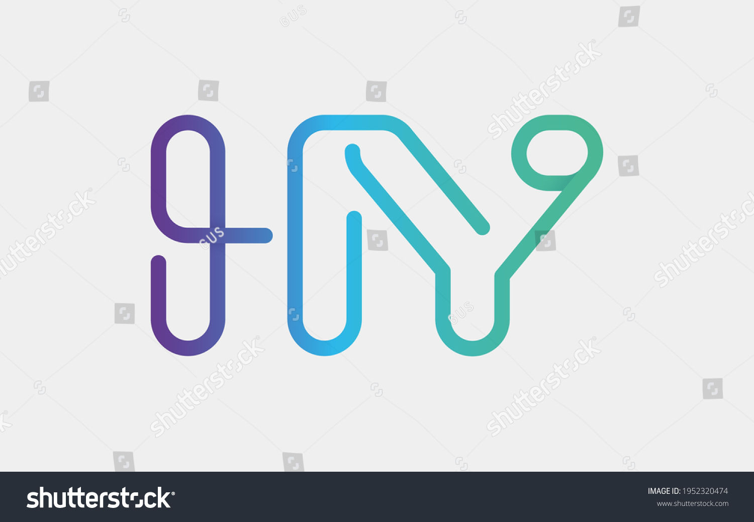 SVG of HY Monogram tech with a monoline style. Looks playful but still simple and futuristic. A perfect logo for your tech company or any futuristic design project. svg