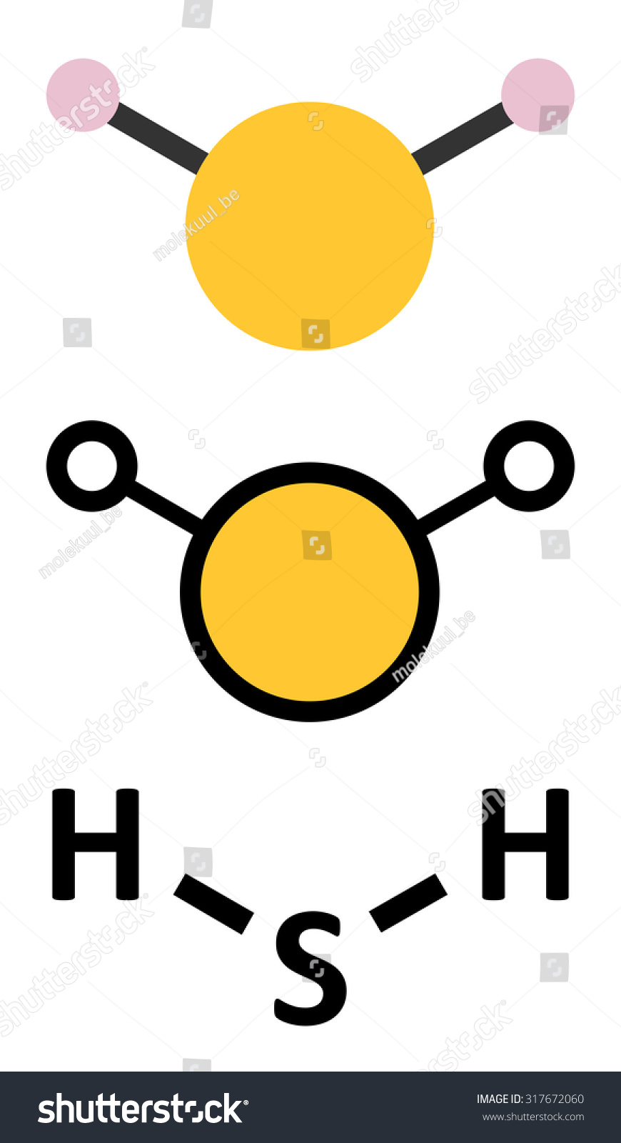 Hydrogen Sulfide (H2s) Molecule. Toxic Gas With Characteristic Odor Of ...