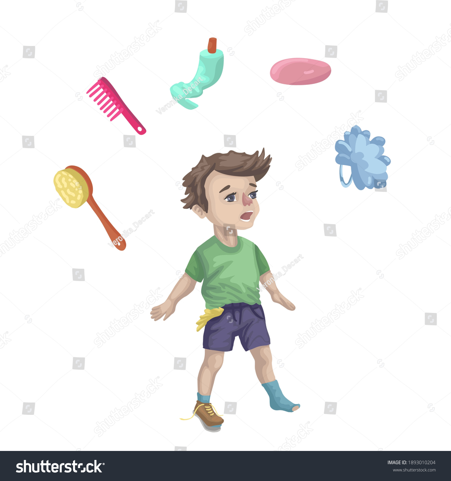 Hygiene Children Dirty Boy Learning Wash Stock Vector (Royalty Free ...