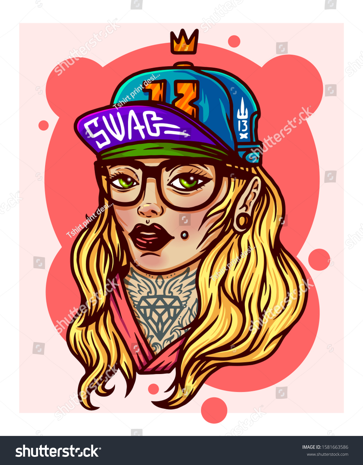 Hype Swag Girl Snap Back Cool Stock Vector Royalty Free 1581663586